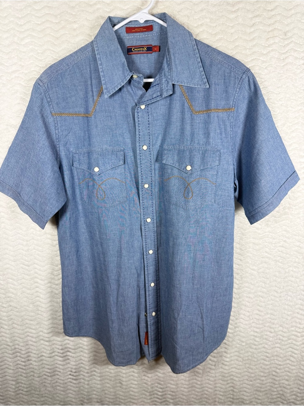 Daniel Cremieux Light Blue Short-Sleeve Western Button-Down Shirt. vintage 🧡